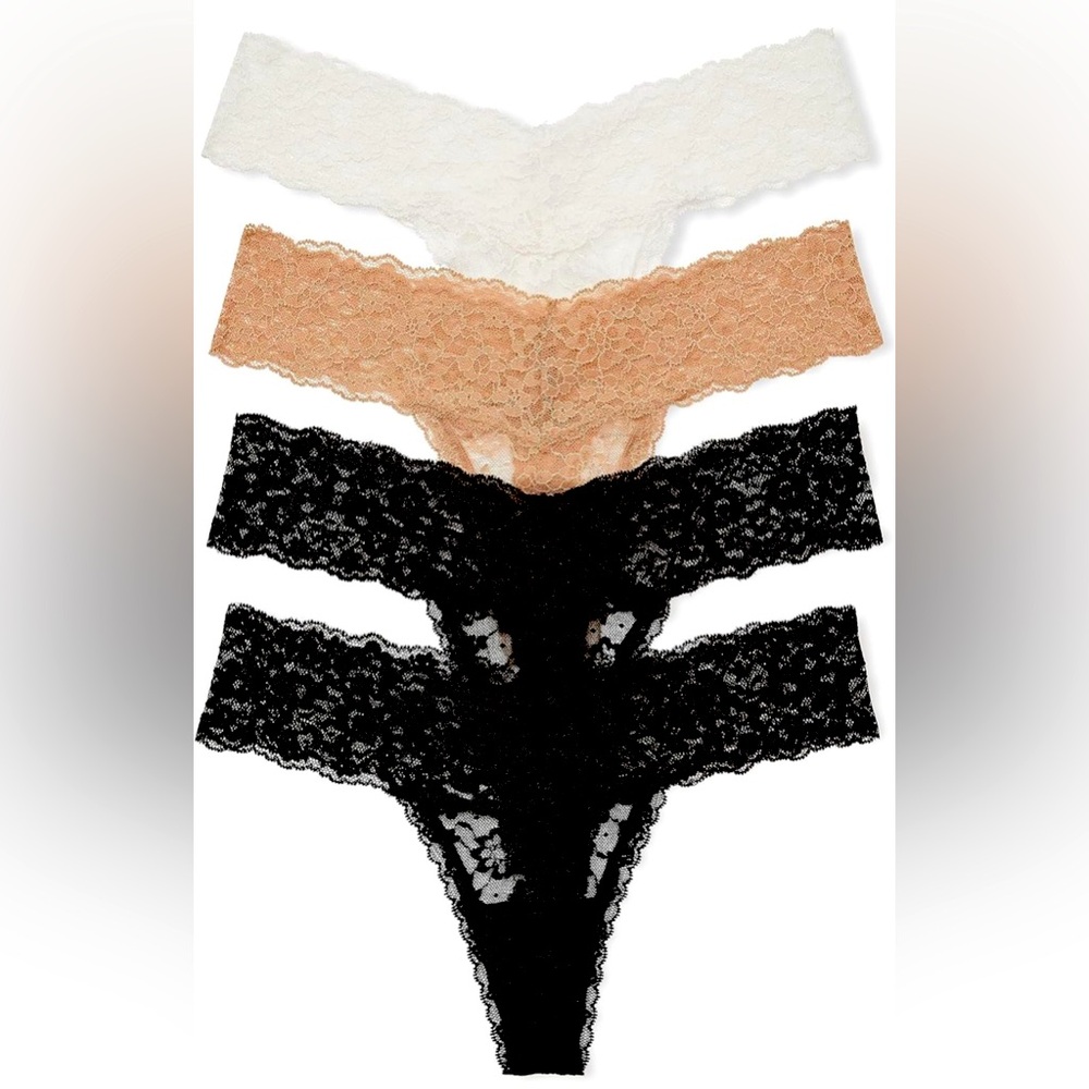 Victoria's Secret Women's Lace Thong Underwear, Panties for Women, Multi Pack 4
